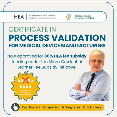 Certificate in Process Validation for Medical Device Manufacturing